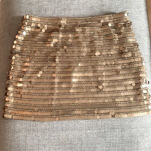 BCBG gold mini skirt